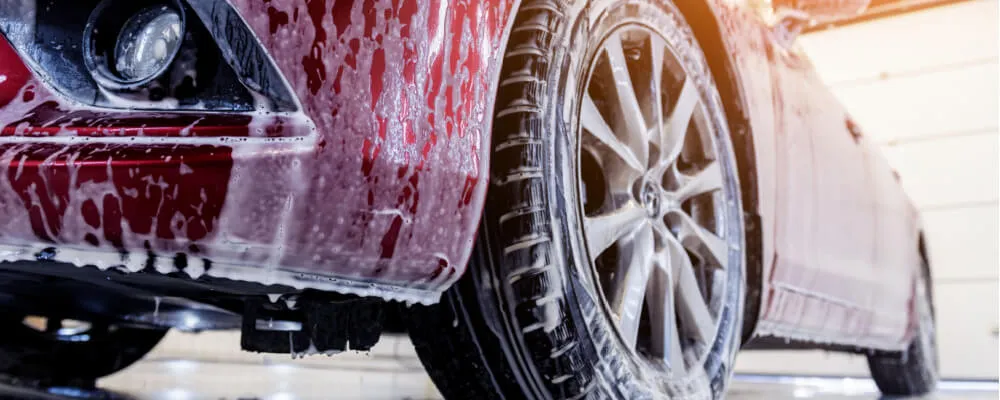 clean alloy wheels on car